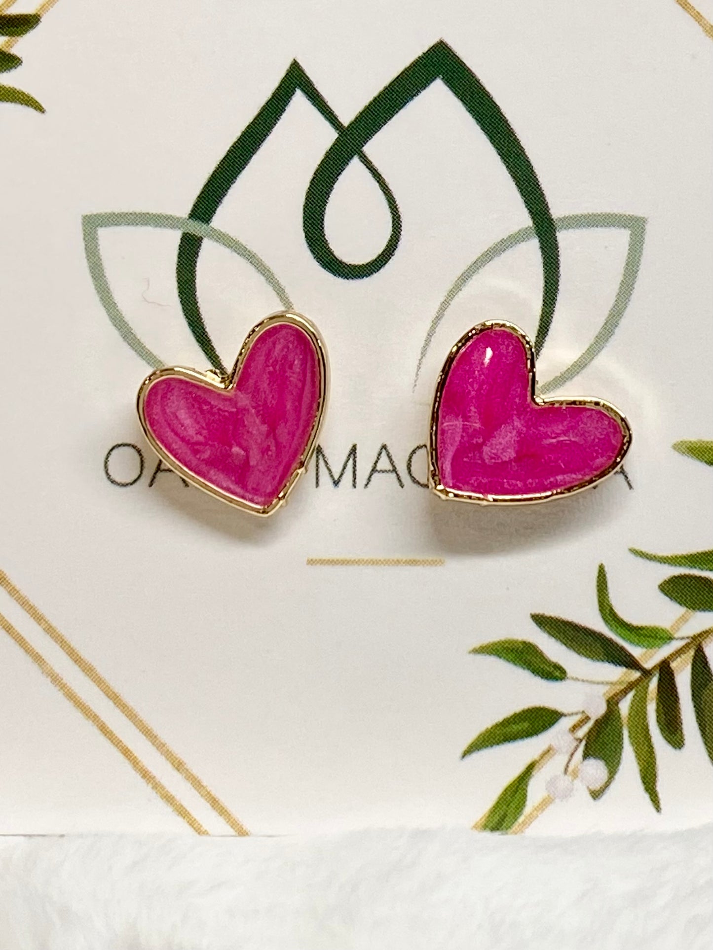 Newfound Love Pink Enamel Heart Stud Earrings