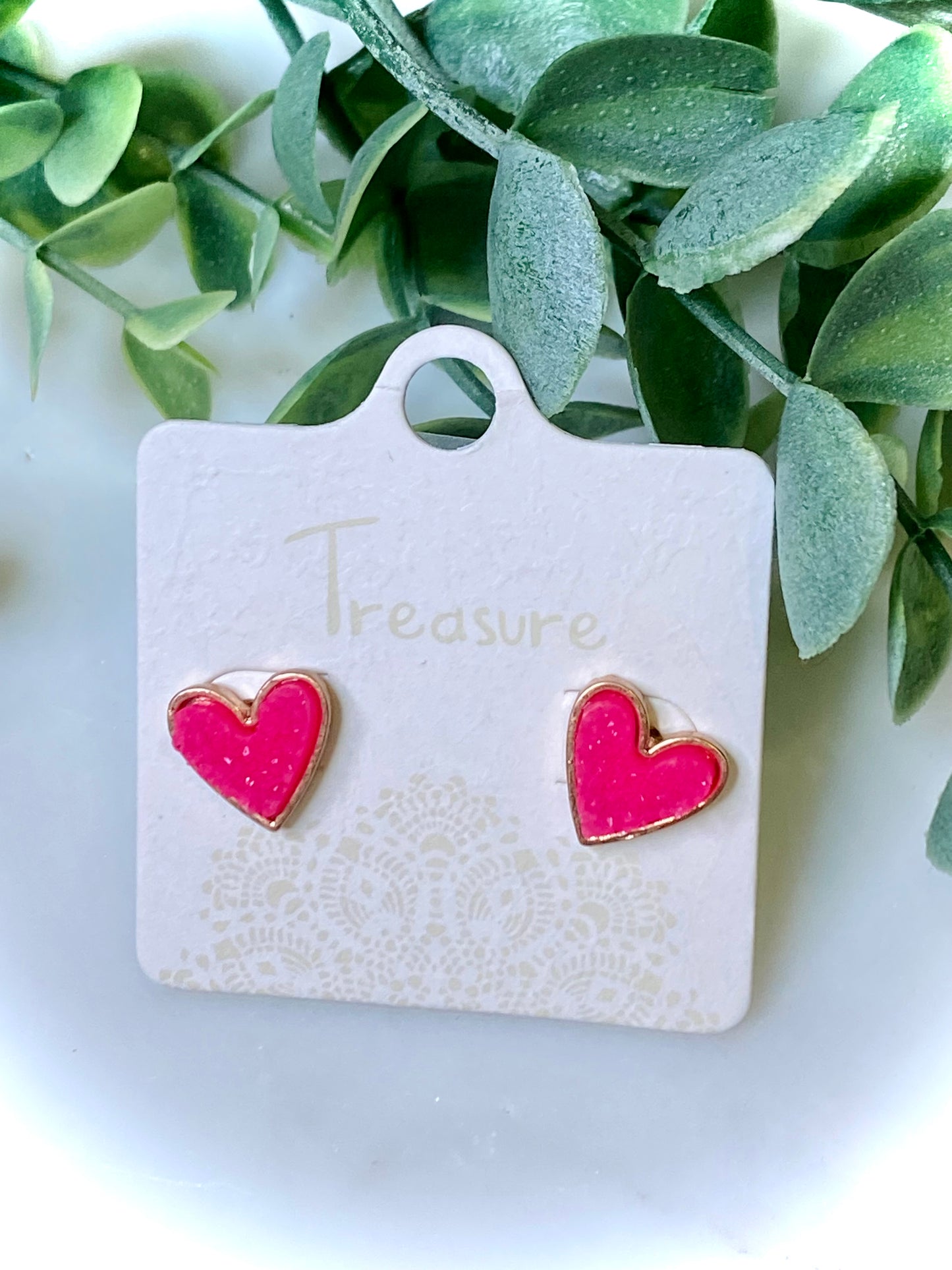 Blissful Love Druzy Heart Stud Earrings