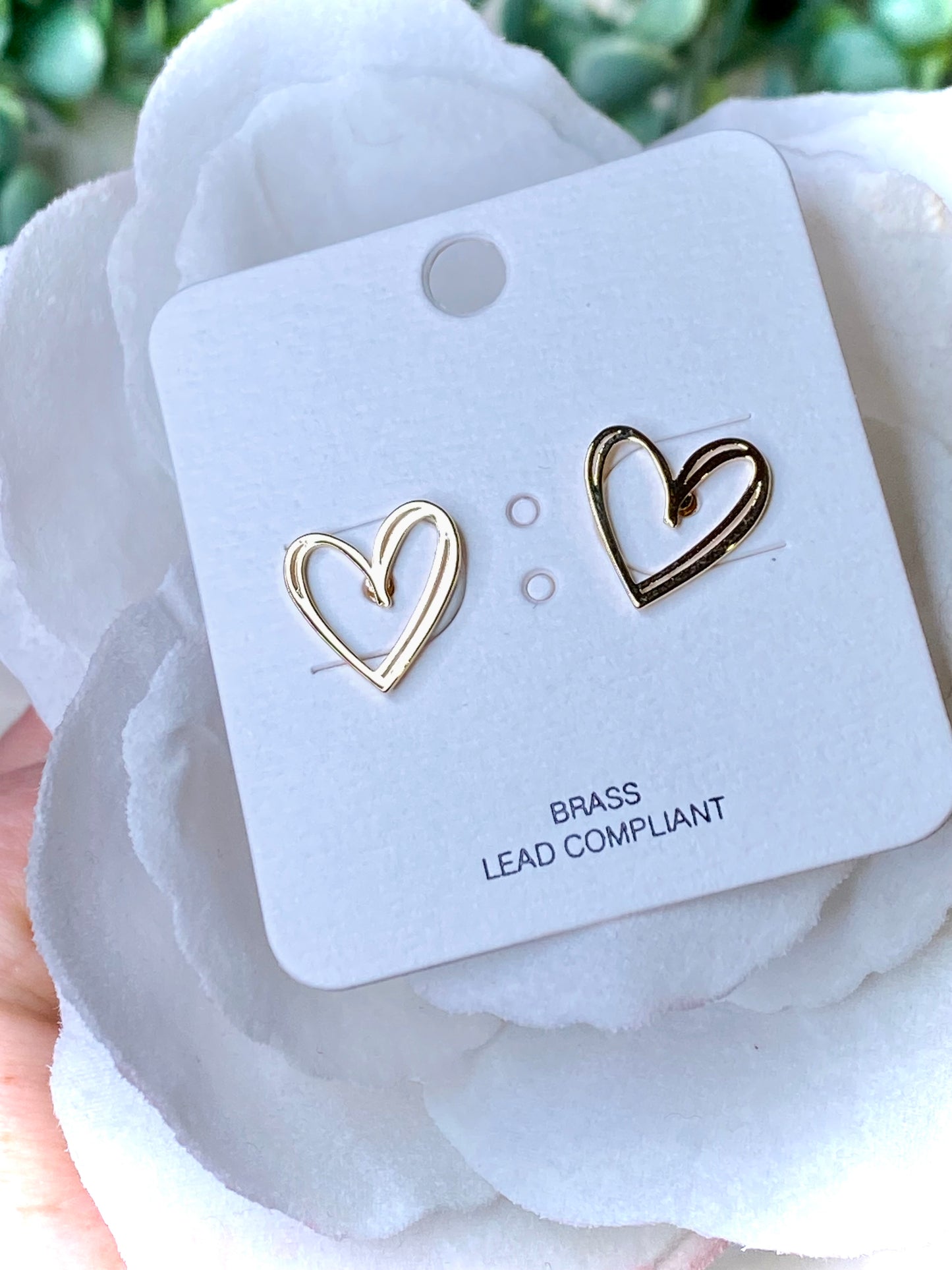 Love Swept Gold Open Heart Stud Earrings