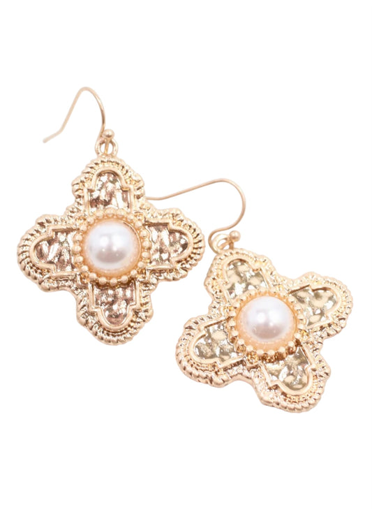 Chamberlain Cross & Pearl Earrings