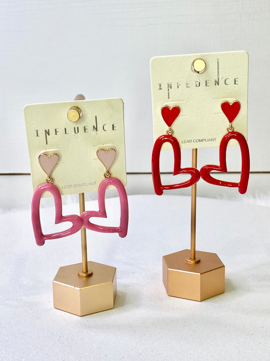 Feeling Flirty Enamel Open Heart Earrings
