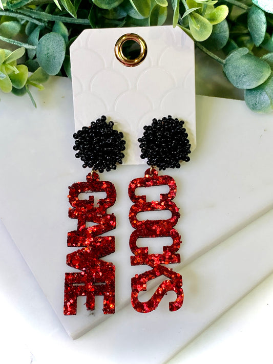 Glitter GAME and COCKS Letter Earrings