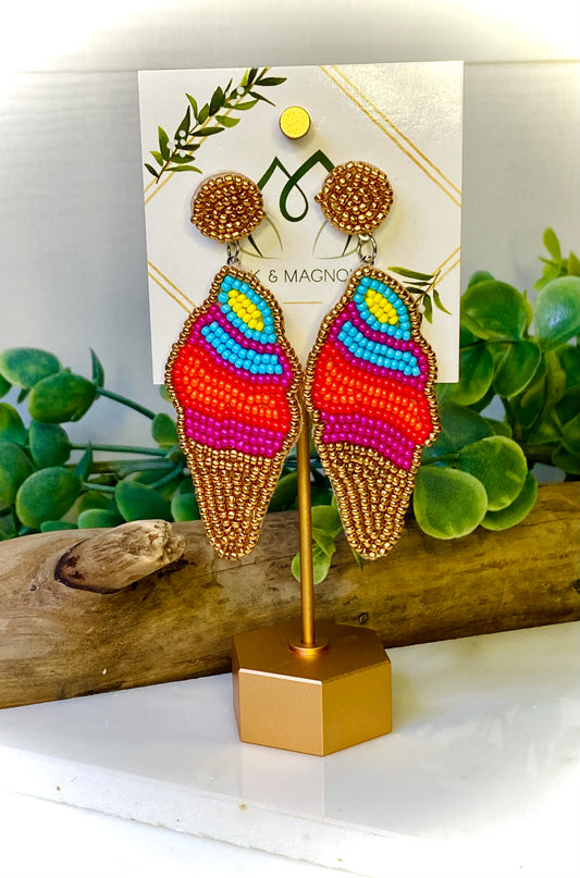 Ice Cream Cone Seed Bead Earrings