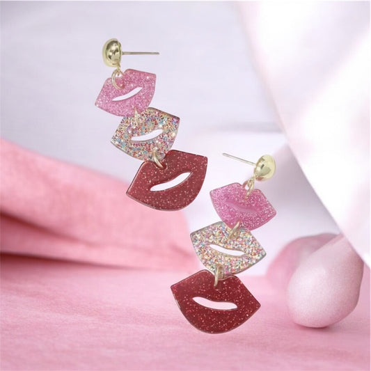 Sassy Kiss Acrylic Linear Lip Earrings