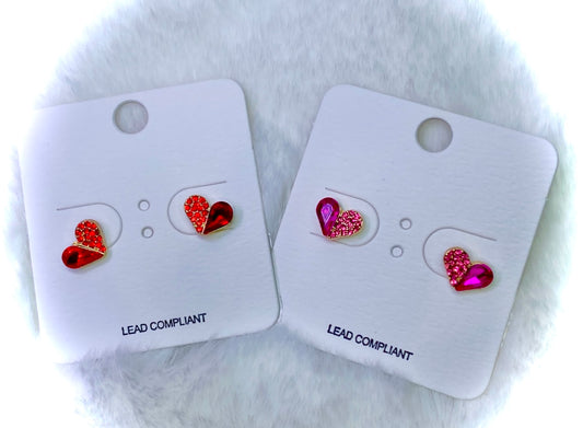 Love Struck Glass Heart Studs