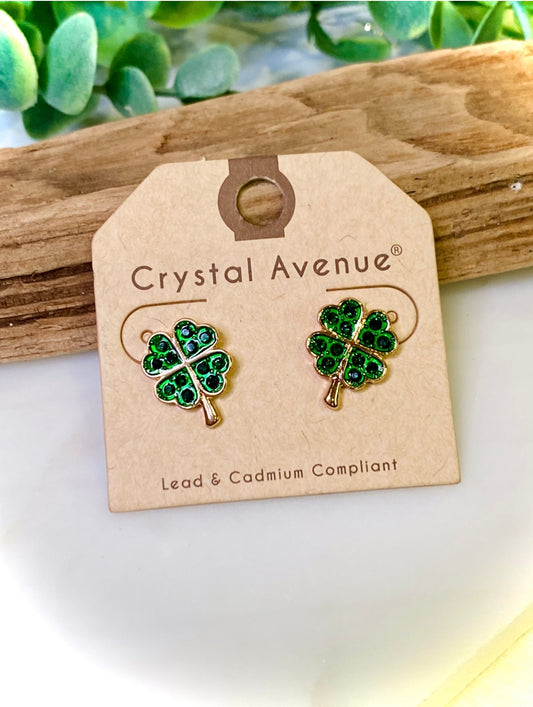 Feeling Lucky Pave Clover Stud Earrings