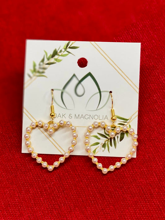 Pearl Pave Heart Earrings