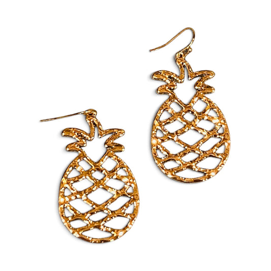 Stay Golden Hammered Pineapple Earrings