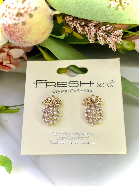 Pineapple Pearl Stud Earrings