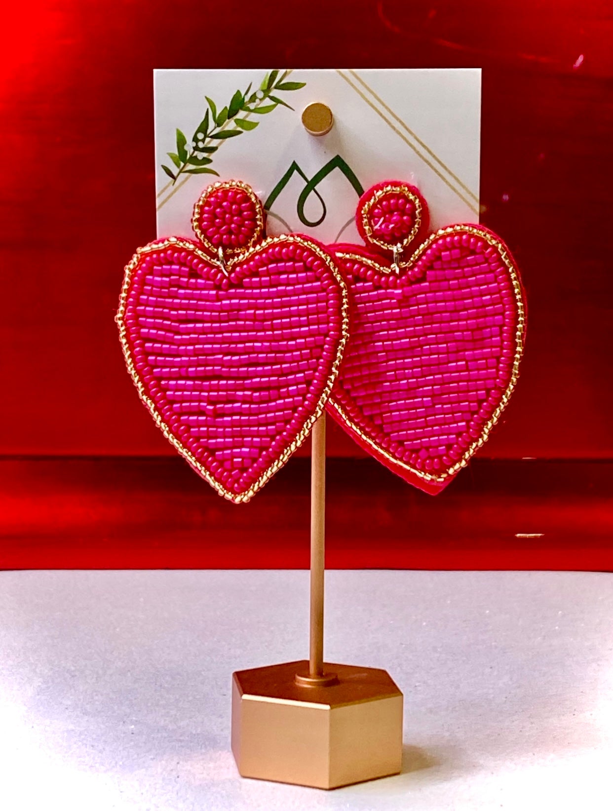 Love Struck Seed Bead Heart Earrings