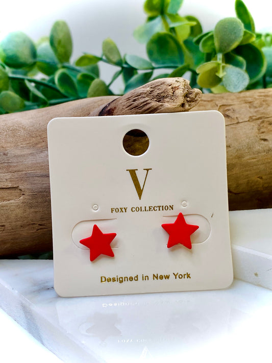 Star Struck Red Stud Earrings