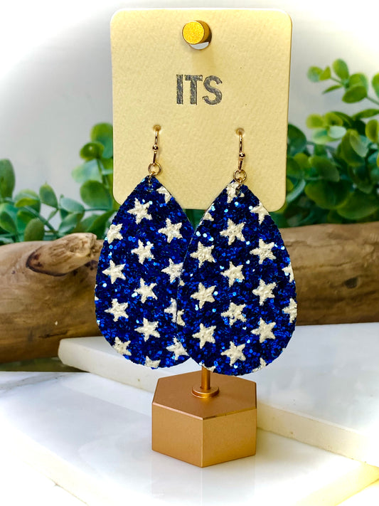 Sweet Liberty Glitter Teardrop Star Earrings