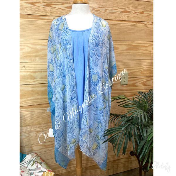 Blue Snake Print Kimono