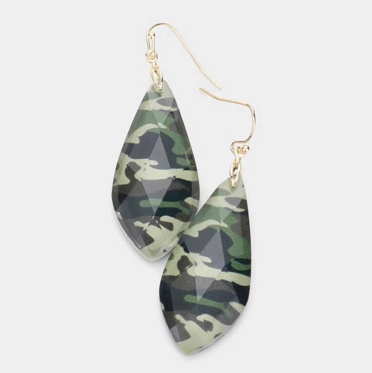 Camo Resin Petal Earrings