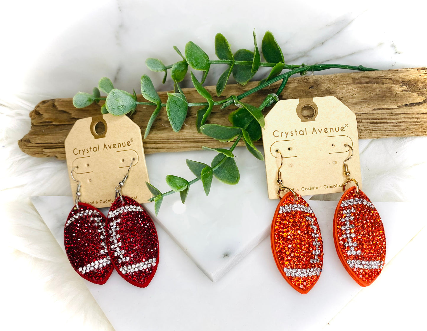 Football Crystal Suede Earrings