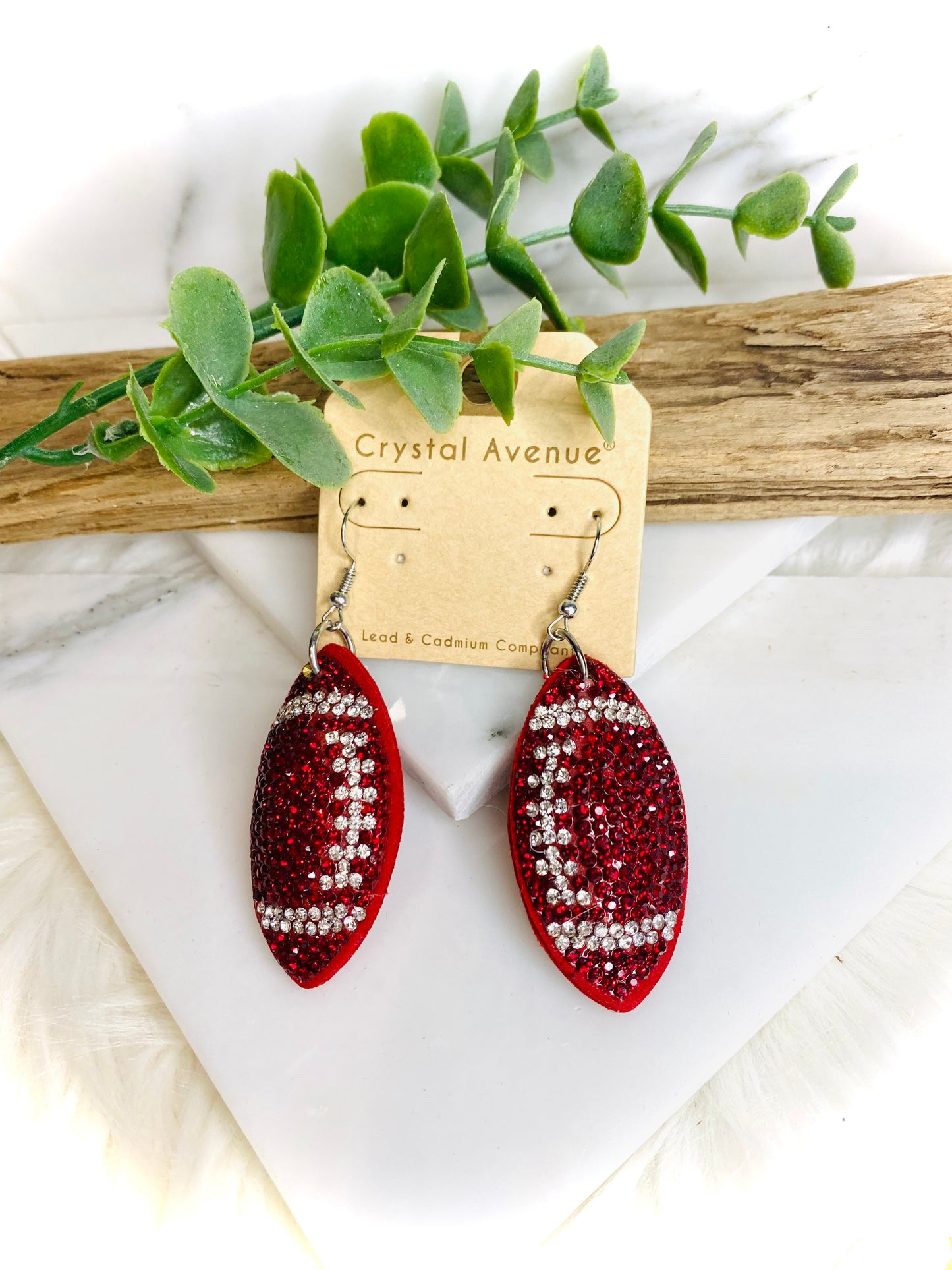 Football Crystal Suede Earrings