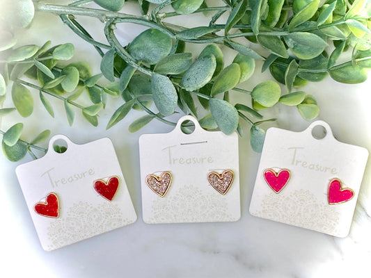 Blissful Love Druzy Heart Stud Earrings