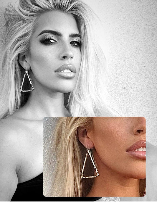 Go with the FLO Hammered Gold Triangle Earrings