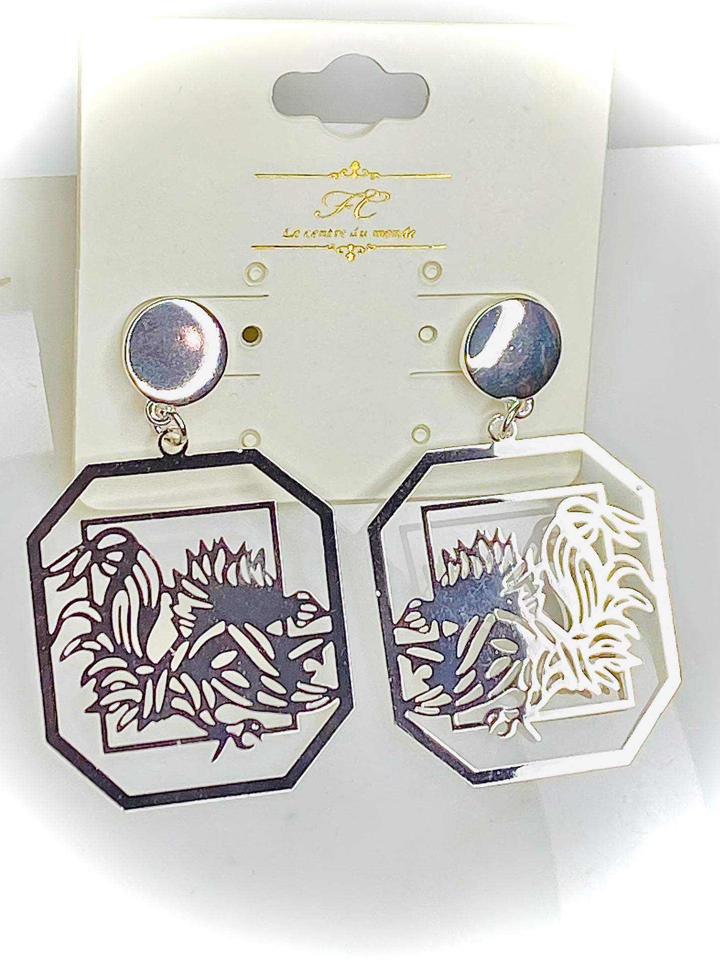 Gamecock Filigree Octagon Earrings