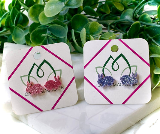 HOP TO IT Glitter Bunny Stud Earrings