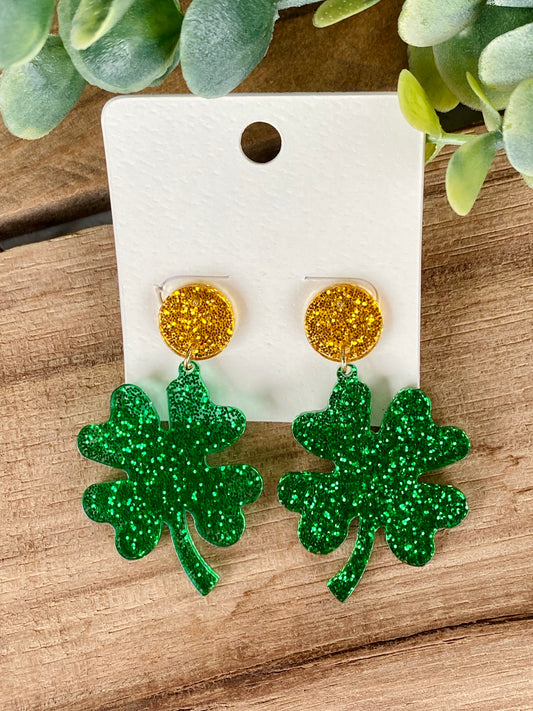 I'll Be There in a Pinch Acrylic Shamrock Earrings