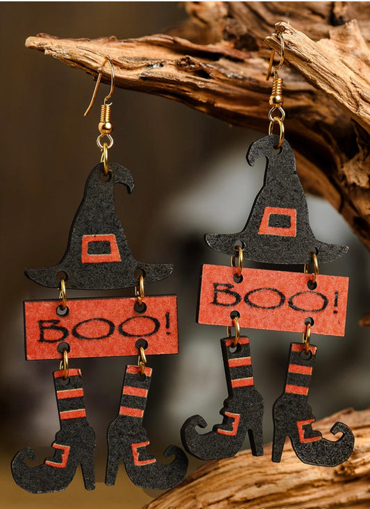 Witch Way to Halloween BOO Earrings