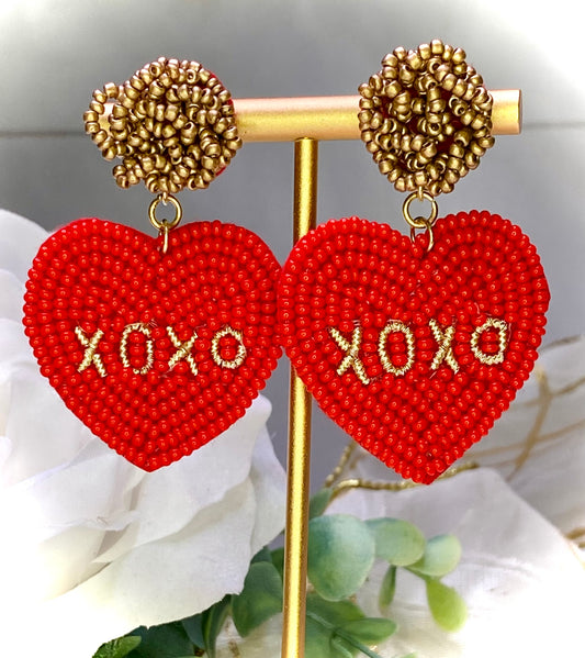 Eclipse of the Heart XO Seed Bead Earrings